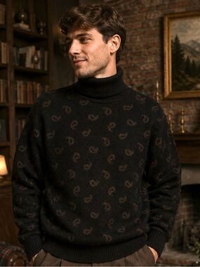 Vintage Tricots St. Raphael Pure Wool Paisley Turtleneck Sweater